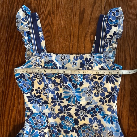 NWOT TAHARI ASL ruffle straps fit flare dress peek a boo back cotton stretch 6 - Picture 11 of 15